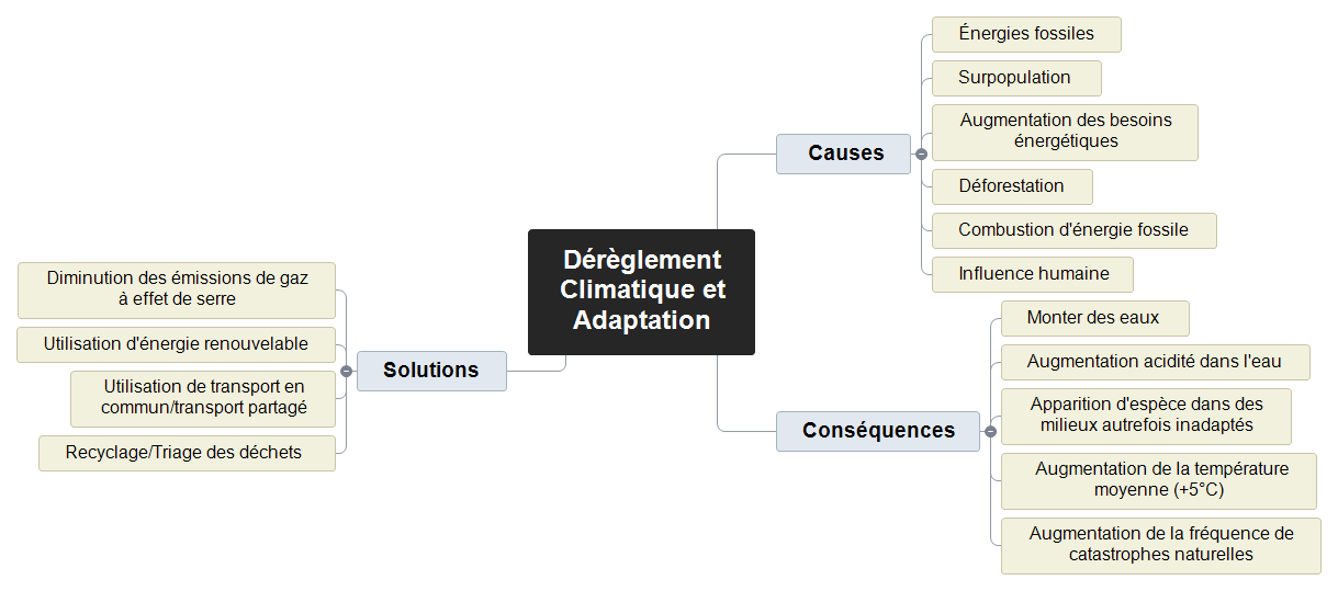 Dérèglement Climatique et Adaptation GUILLAUMIN GRISOLIERE (1) Mind Maps